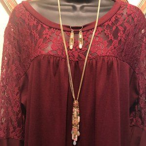 Gold Chain Pearlized Necklace/Earrings